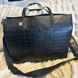 BEIS The Large Work Tote in Black Croc Travel Bag